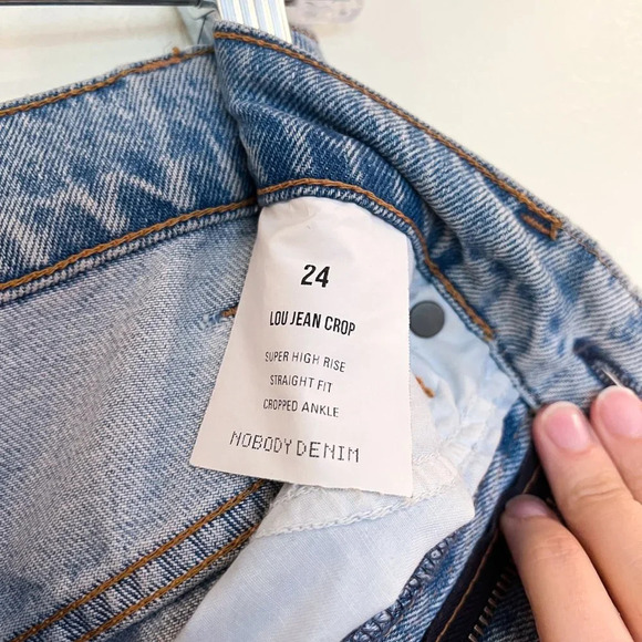 Nobody Denim Lou Jean Crop Straight Leg Light Wash Cropped Distressed Jeans 24 - Picture 8 of 9